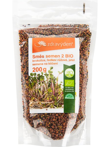 Směs semen na klíčení 2 BIO -  brokolice, ředkev růžová, jetel 200g